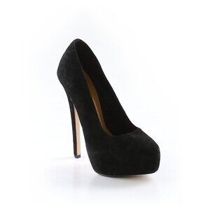 Women Asos Black Suede Stiletto High Platform Pump 6" Heel Shoe Size 7